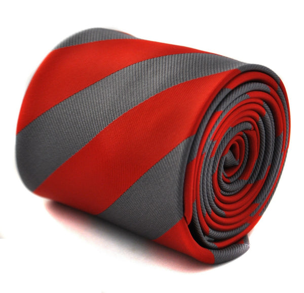 grey and red barber striped tie